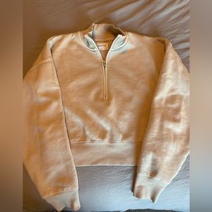 Aritzia Wilfred Tan Cropped Quarter zip size S